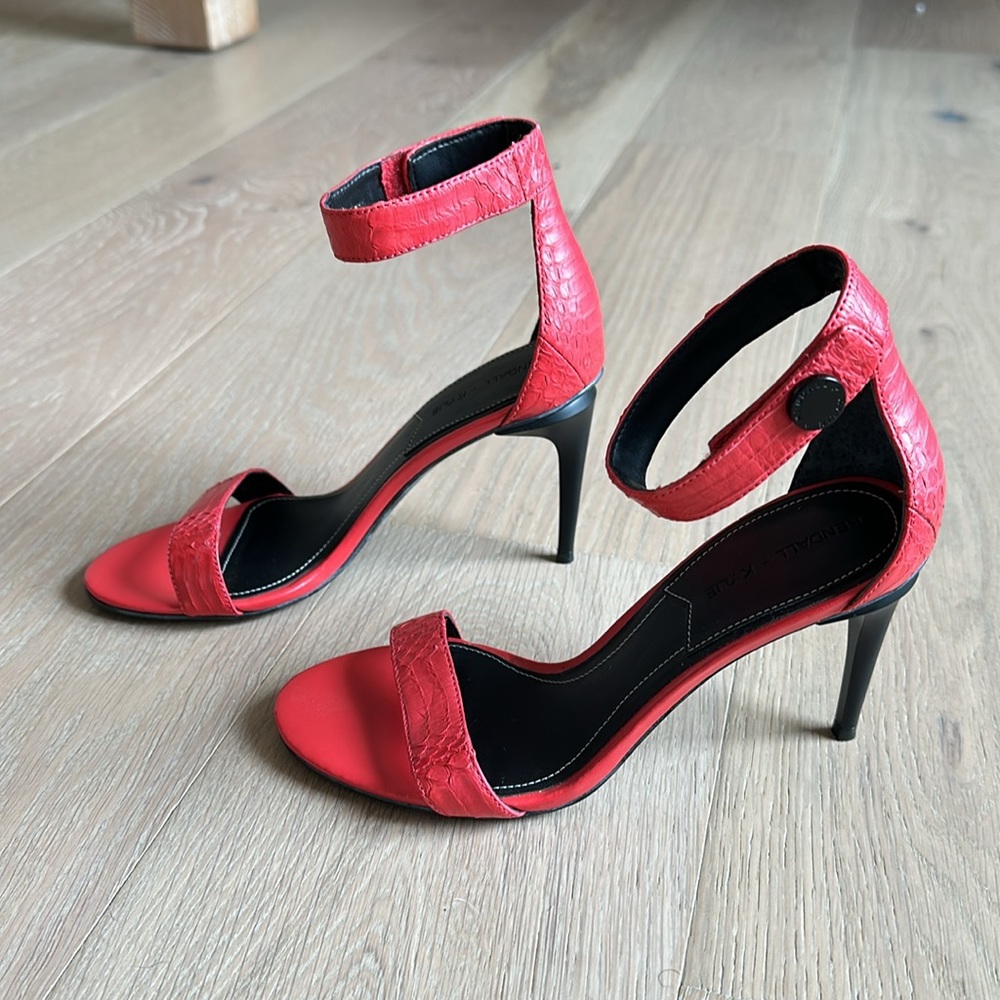 Coral red high heels